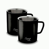 Stainless Steel Coffee and Tea Mugs - 150ml (5.07 oz) - Set of 2 - Powder Coated Exterior, Steel Interior